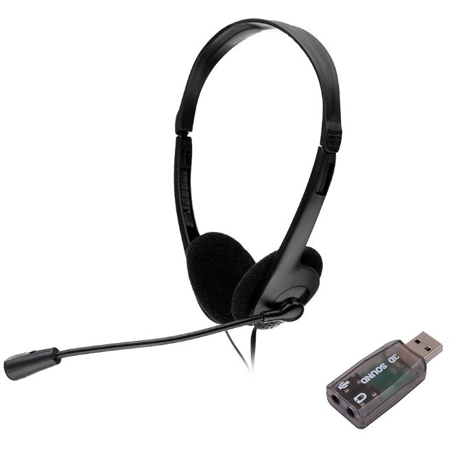 Casti  cu Microfon Cu Fir Standard Multimedia Call Center Microfon pe Brat USB 2.0 sau Jack 3.5mm x 2 Negru