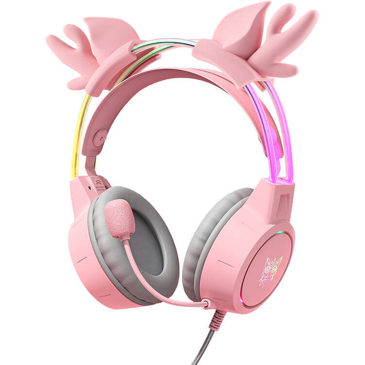 Casti Over-Head Gaming headphones ONIKUMA X15Pro Pink Deer's Horns