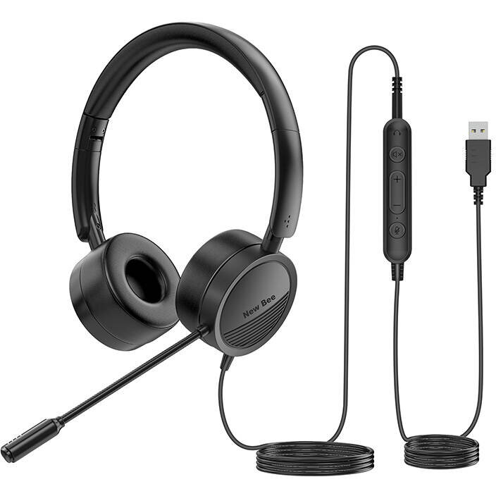 Casti Over-Head Wired headset with microphone NewBee NB-H360 (black)