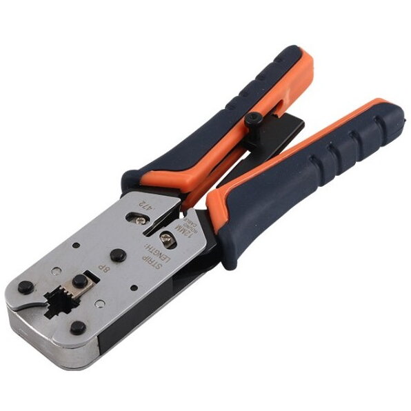 Cleste profesional sertizare conectori RJ45 (8P8C) cu stripper pentru izolatie si mecanism de blocare și revenire