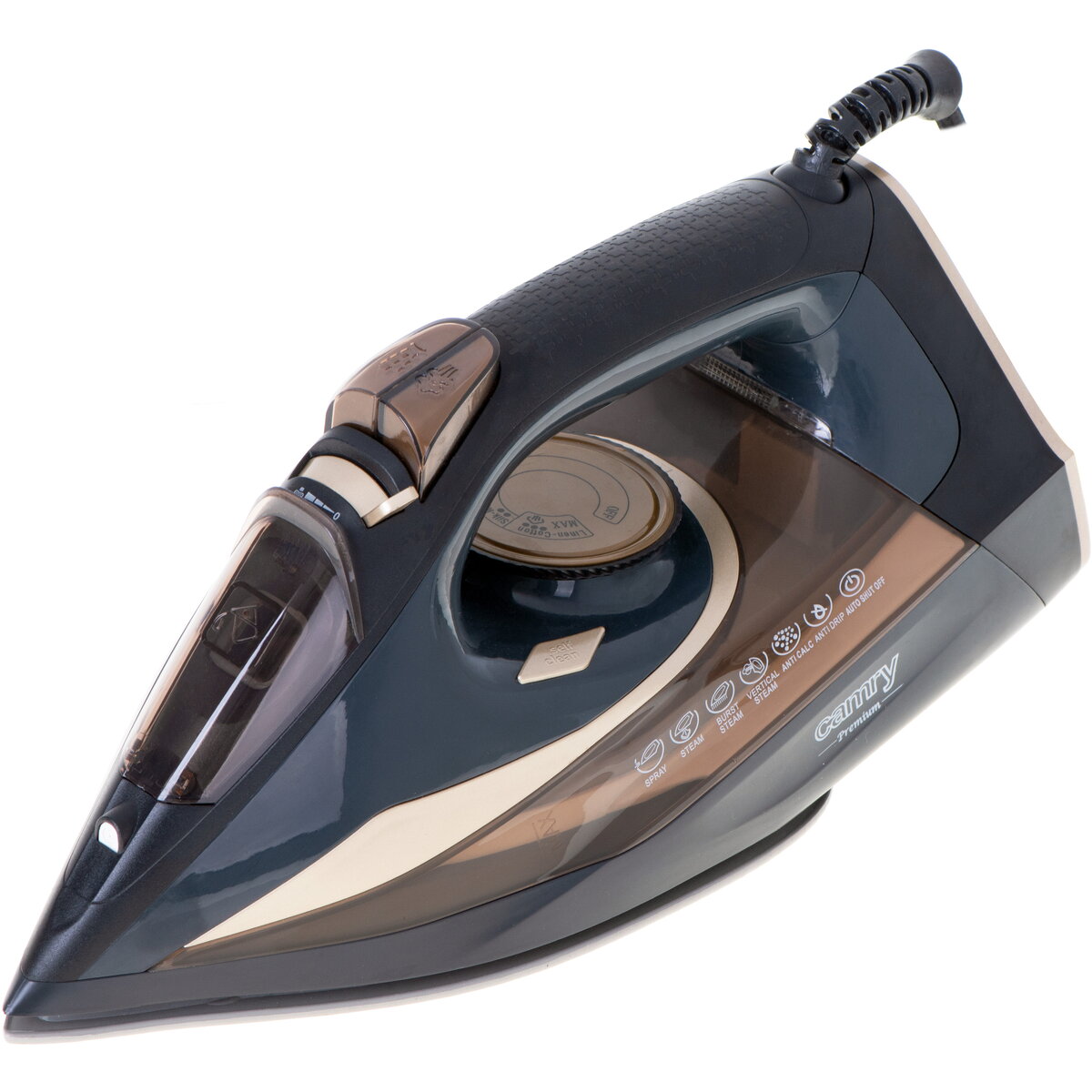 CR 5036 Steam Iron, Ceramic Soleplate, 3400 W, Water Tank 360 ml, Black/Gold