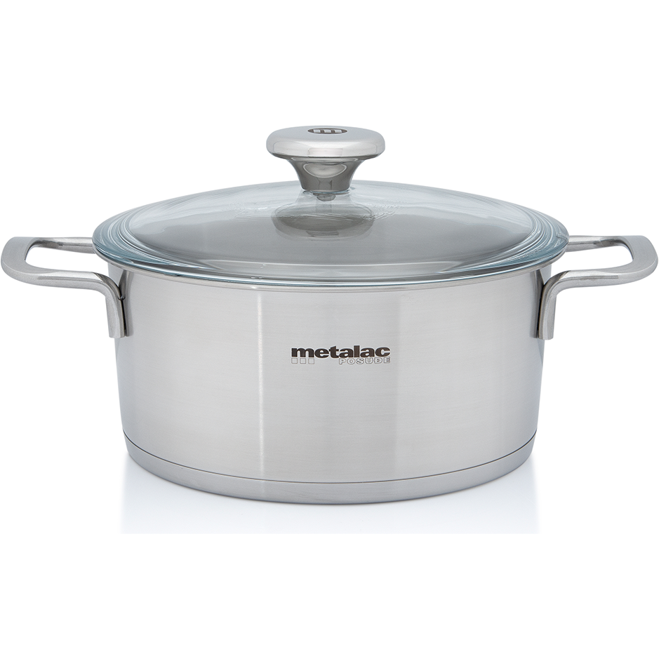 Cratita Cu Capac de Sticla Santino Capacitate 2.6L Diametru 20CM Inox