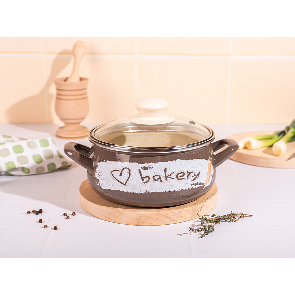 Cratita 3.35l cu capac din sticla Bakery Metalac email/20cm/3.35l