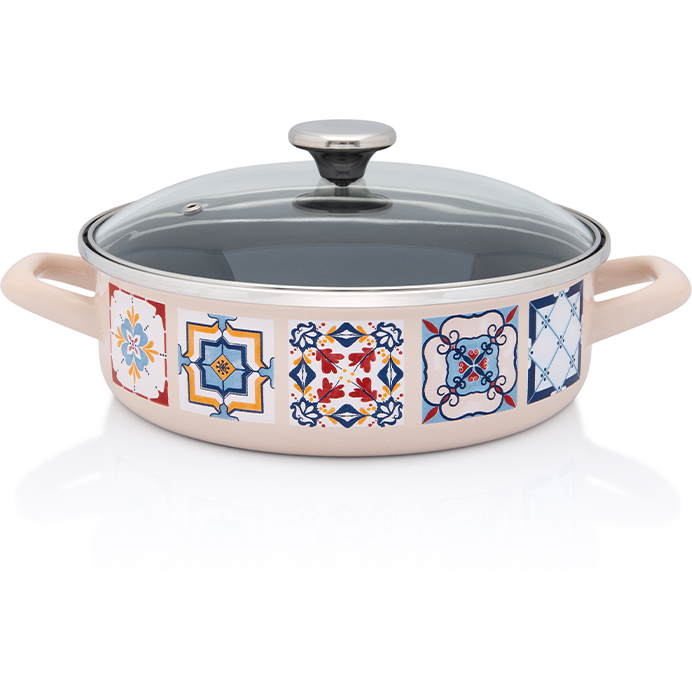 Cratita cu Capac de Sticla Porto Capacitate 3.6L Diametru 24CM Multicolor