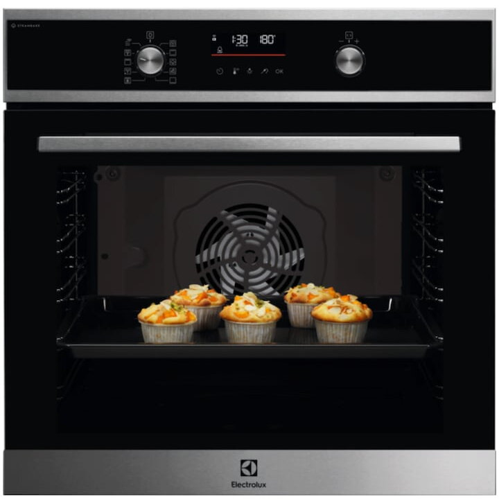 Cuptor incorporabil Electrolux EOD6F77WX, Electric, 72 l, Autocuratare catalitica, SteamBake, Wi-Fi, Senzor gatire, Timer cu display electronic, Grill, Clasa A, Inox