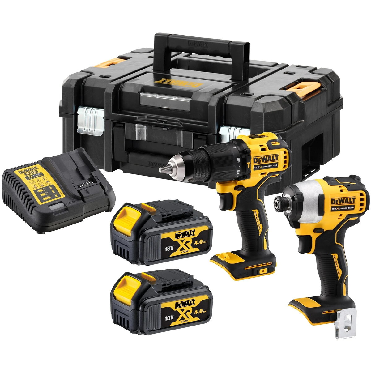 DCK2062M2T-QW (DCD709 + DCF809) Toolkit 18 V, 2x4.0 Ah accumulator, Yellow, Black