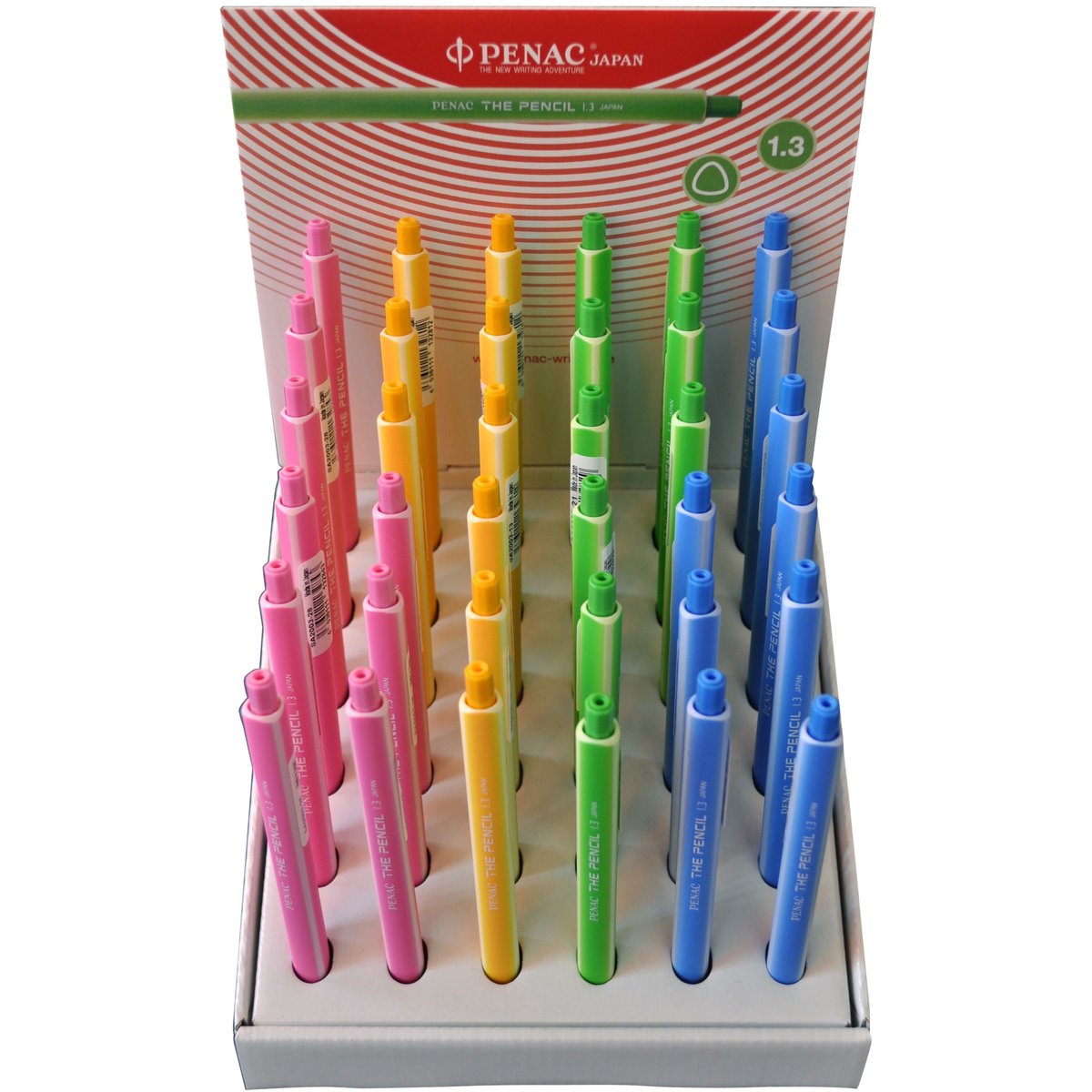 Display 36 creioane mecanice 1,3mm, Penac The Pencil, culori asortate