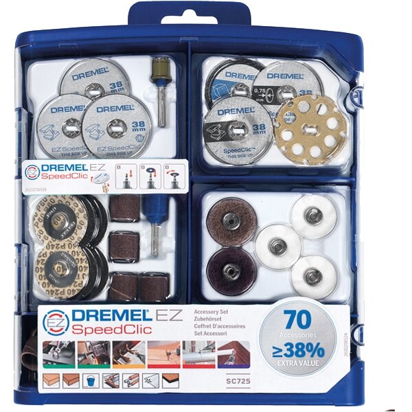 Dremel - 2615E725JA - Set de accesorii multifunctionale Speedclic, 70 piese 
