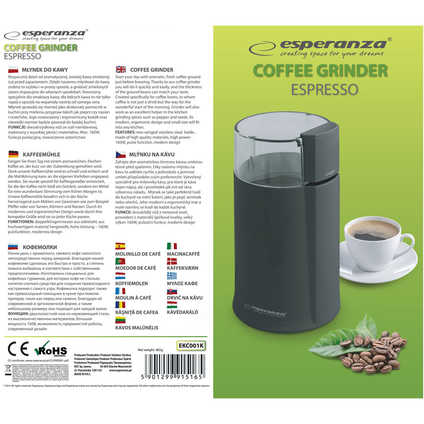 EKC001K Rasnita cafea Black 160 W