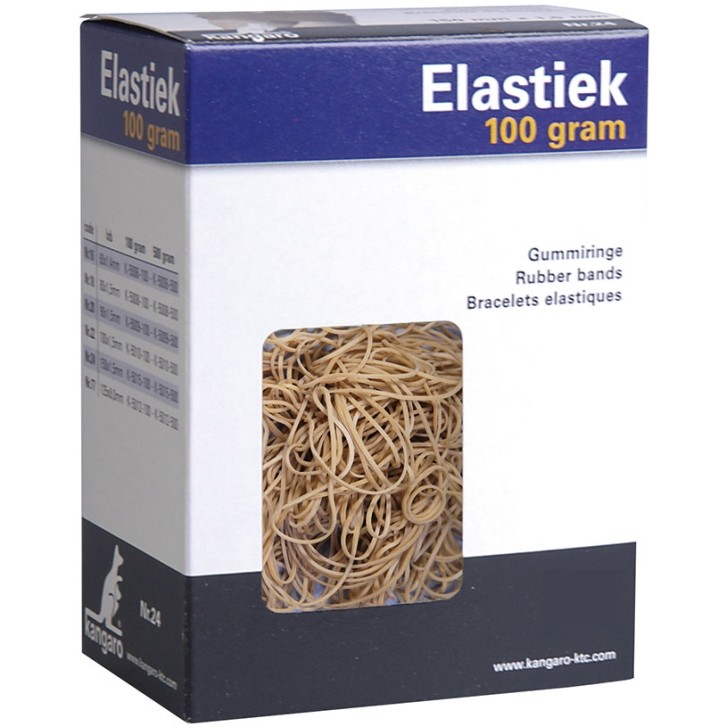 Elastice pentru bani, 100g/cutie, D 120 x 8mm, KANGARO