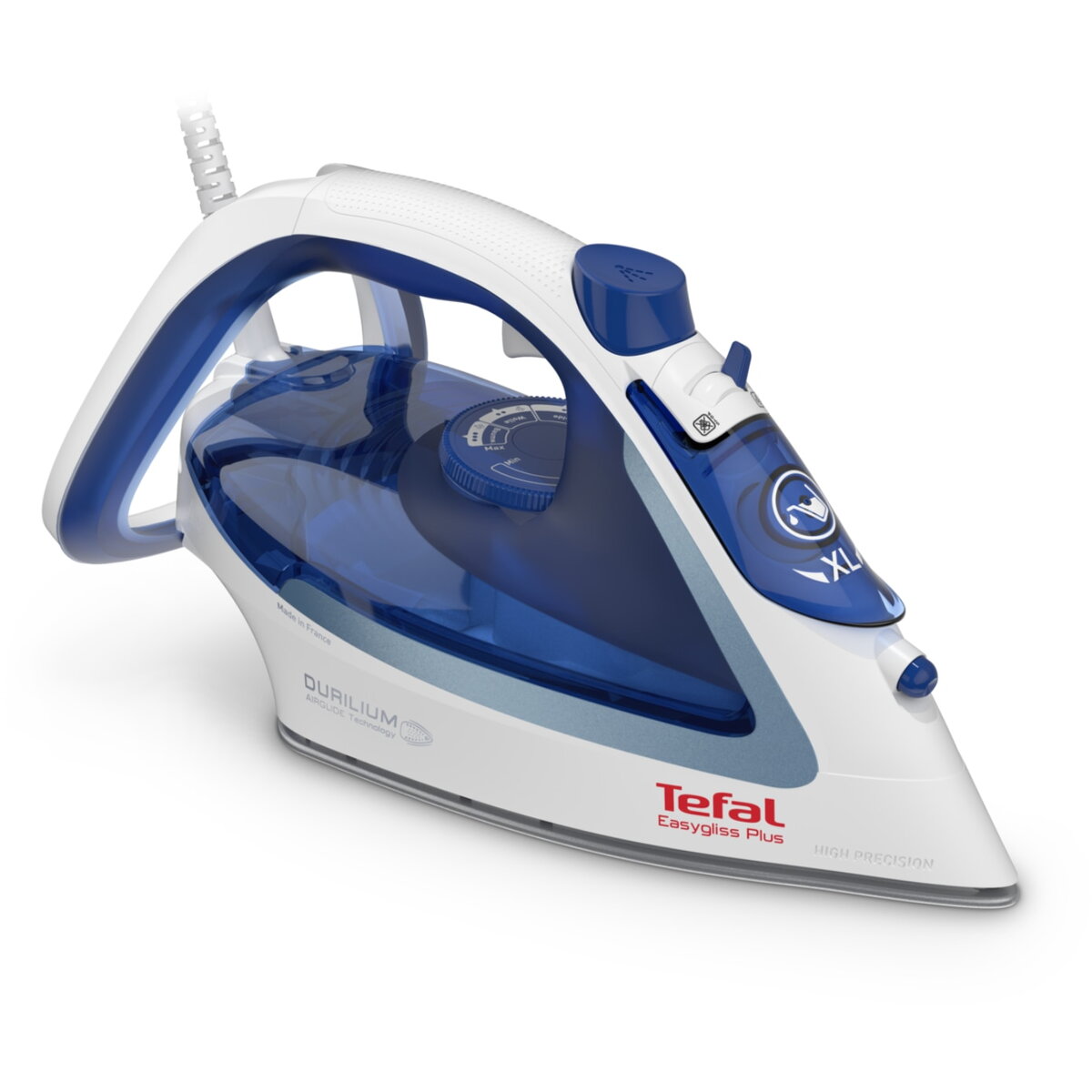 Fier de calcat cu abur, Tefal, FV5736E0 Easygliss Plus, 2500W, Alimentare continua 45g/min, Rezervor apa 270ml, Albastru