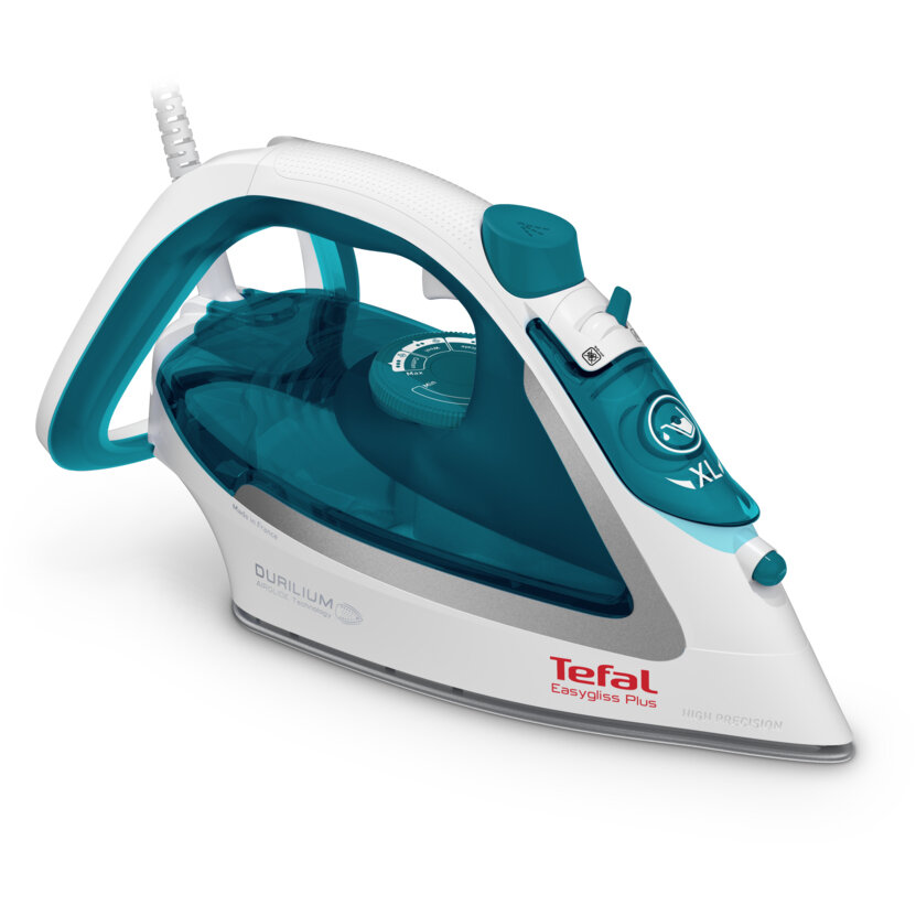 Fier de calcat uscat si cu abur EasyGliss Plus FV5718 Talpa Durilium 2400 W Turcoaz, Alb