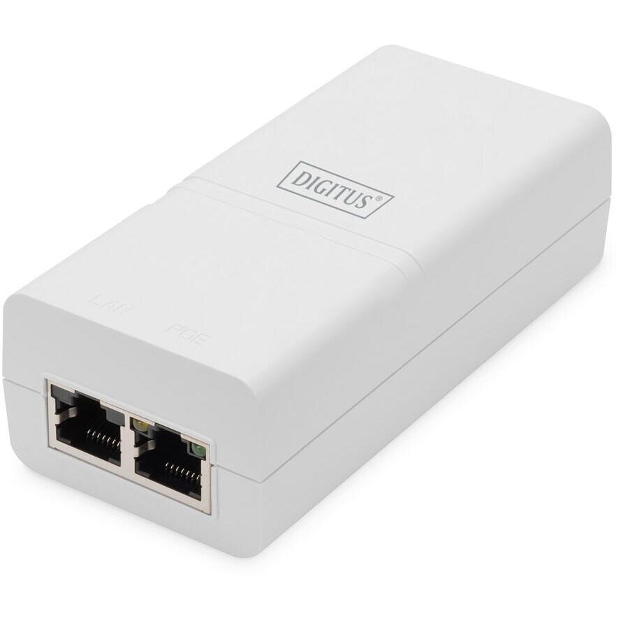 Gigabit Ethernet PoE Injector 802.3at 30W Alb