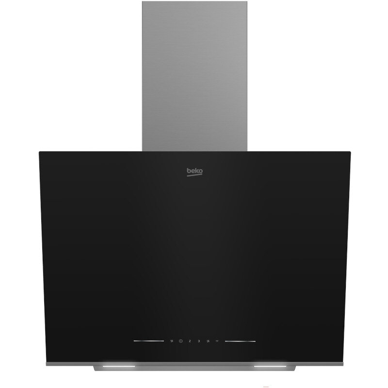 Hota decorativa BHCA66641BBHS, Putere de absorbtie 695 m3/h, 1 motor, Senzor de temperatura, Iluminare ajustabila, Touch Control, Clasa A, Panou sticla, Negru