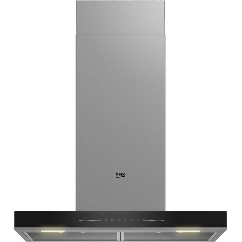 Hota decorativa BHCB66641BBHS, Putere de absorbtie 700 m3/h, 1 motor, Senzor de temperatura, Iluminare ajustabila, Touch Control, Panou sticla, Negru