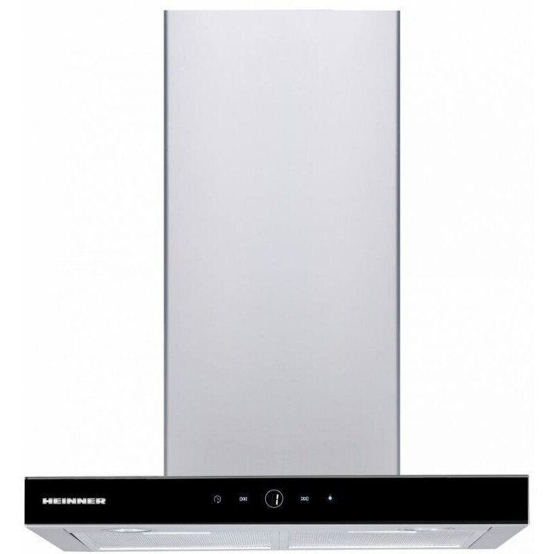 Hota decorativa HDCH-F4560TIX, Putere de absorbtie 488 m3/h, Afisaj LED, 1 motor, Control touch, Iluminare LED, 3 trepte de viteza, 60 cm, Sticla neagra