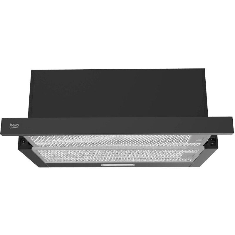 Hota incorporabila telescopica HNT61520BH, Putere de absorbtie 574 m3/h, 3 trepte de viteza, Iluminare LED, 60 cm, Negru