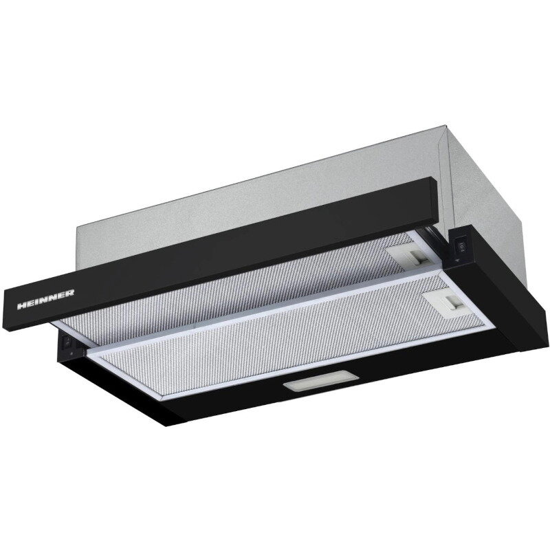 Hota incorporabila telescopica HTCH-F400BK, Putere de absorbtie 358 m3/h, 1 motor, Iluminare LED, 60 cm, Negru