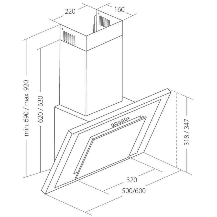 Hota WK-4 Nero Eco 50 Montat pe perete Alb
