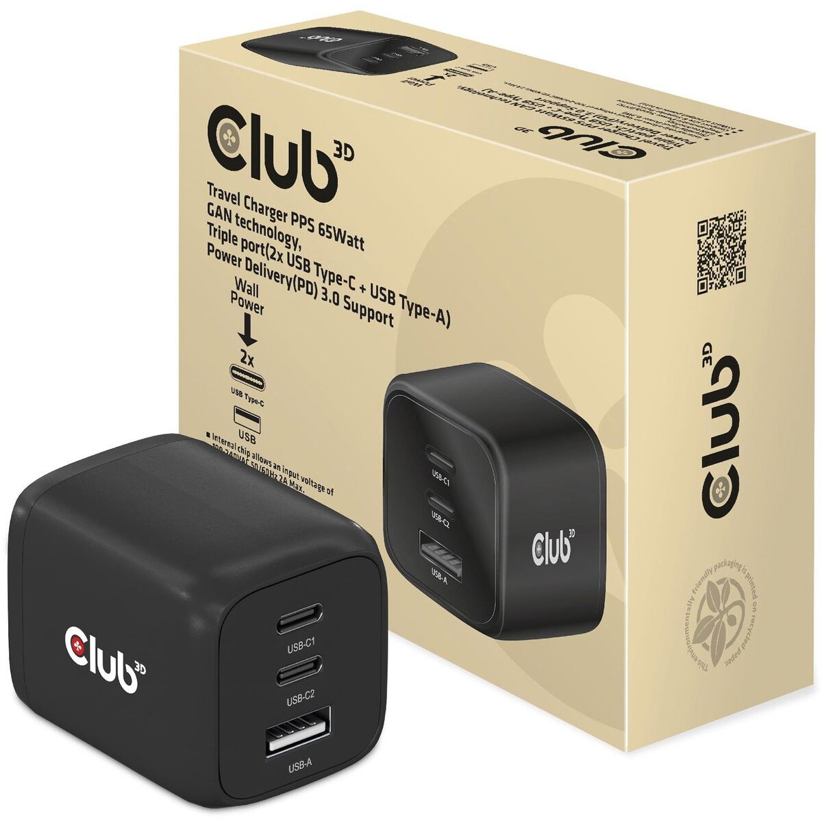 Incarcator 2xUSB Typ C, 1xUSB Typ A, PD 65W