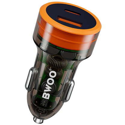 Incarcator Auto 38W QC 18W + PD 20W Negru/Transparent