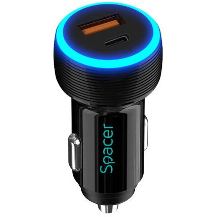 Incarcator Auto Quick Charge 17W 3.1A Max LED Ambiental Negru