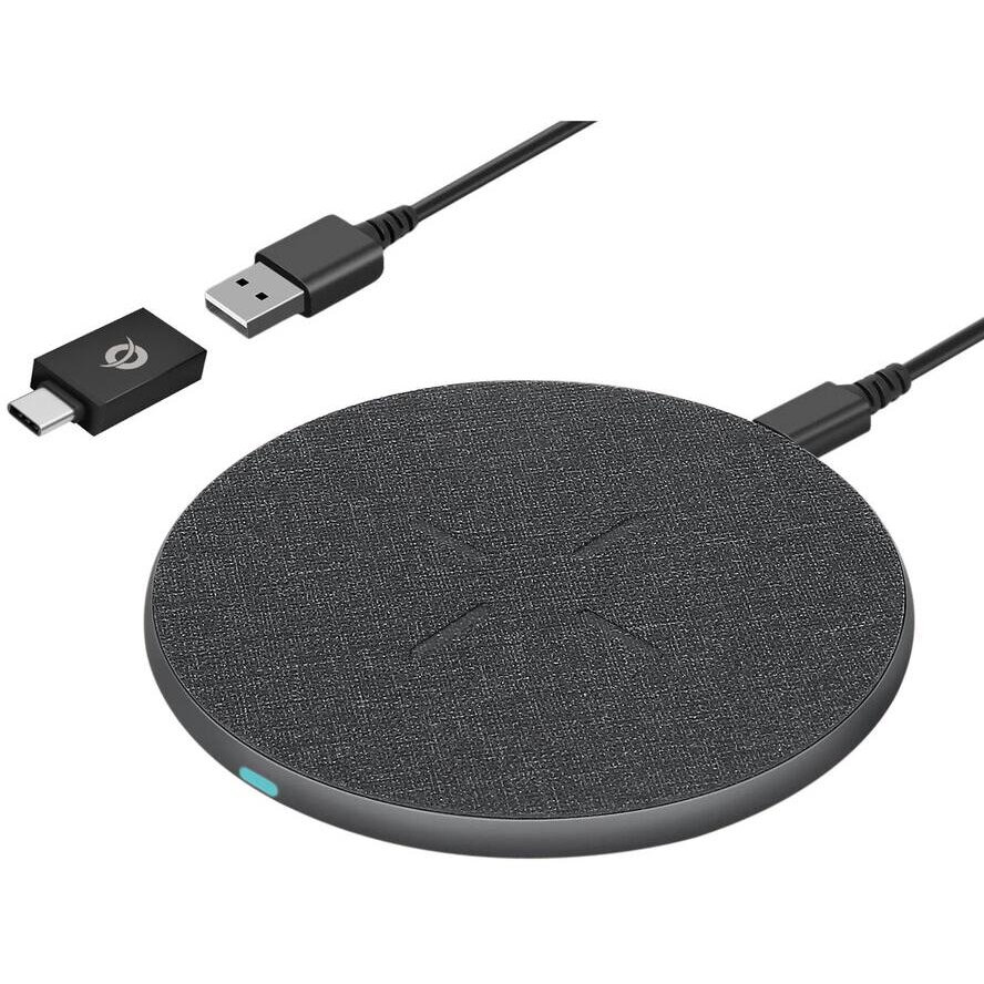 Incarcator fără fir 15W Qi USB-A + USB-C grau