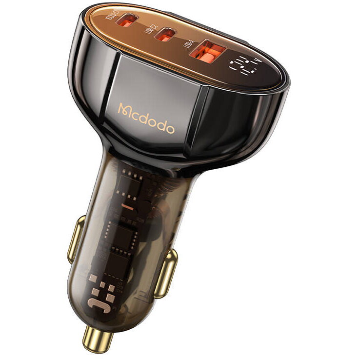 Incarcator GSM Auto CC-2310, 2xUSB-C + USB-A, with Display, 100W