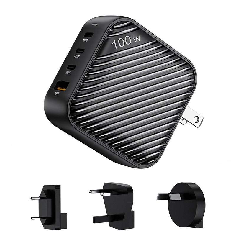 Incarcator GSM GanHub 3x USB-C + USB 100W, EU/UK/AU/US Negru