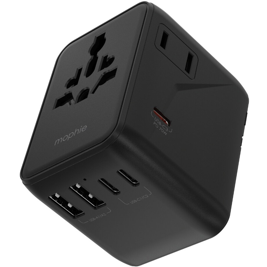 Incarcator Retea Essential 70W GaN 5 Porturi + AC Travel Adapter Negru