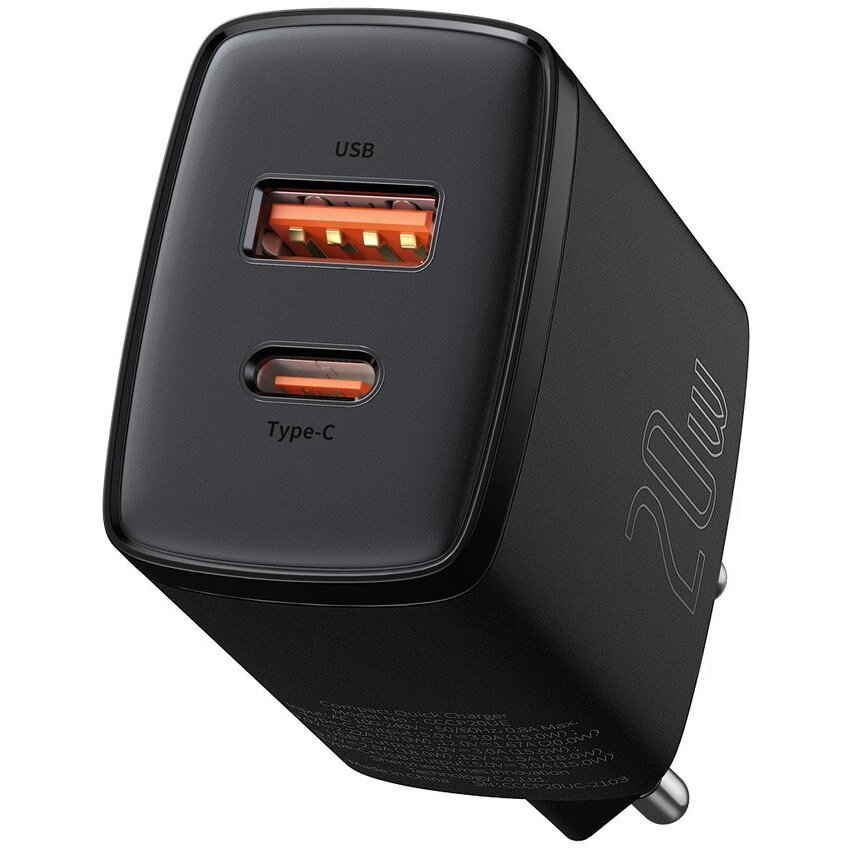 incarcator rapid Compact USB / USB tip C 20W 3A Power Delivery Quick Charge 3.0 negru (CCXJ-B01)