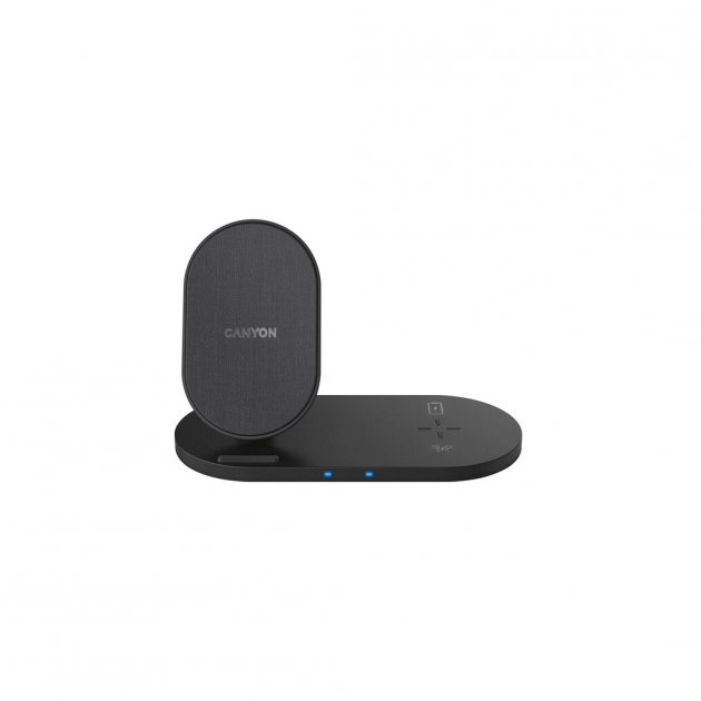 Incarcator Wireless Dock 2in1 QI 10W/USB-C/LED Negru