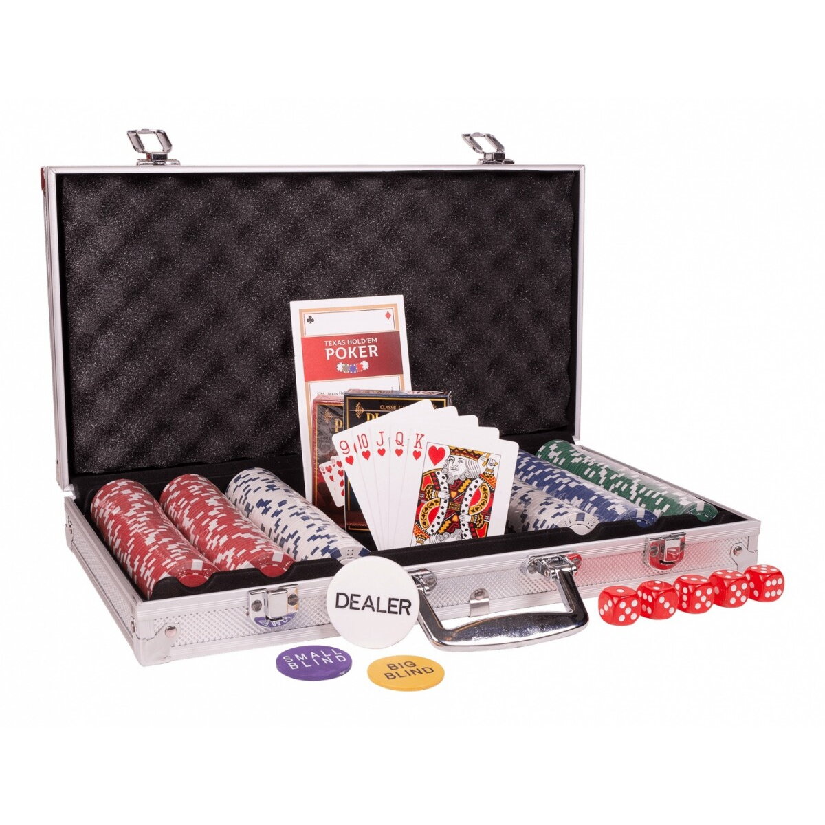 Joc cu Carti Poker chips in an aluminum case