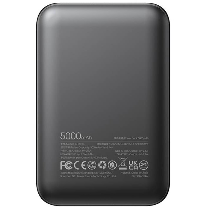 Acumulator extern JR-PBF13, 5000 mAh, USB-C si 2x USB, Negru