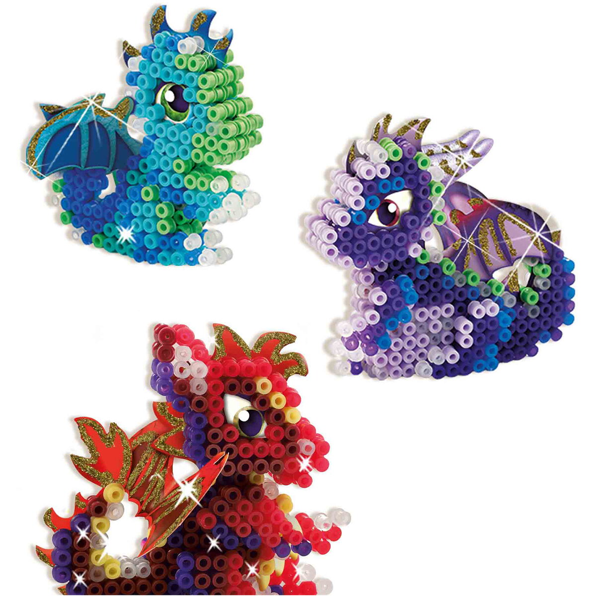 Jucarie Creativa Beedz - Margele de calcat Dragoni 3D Glow in the Dark