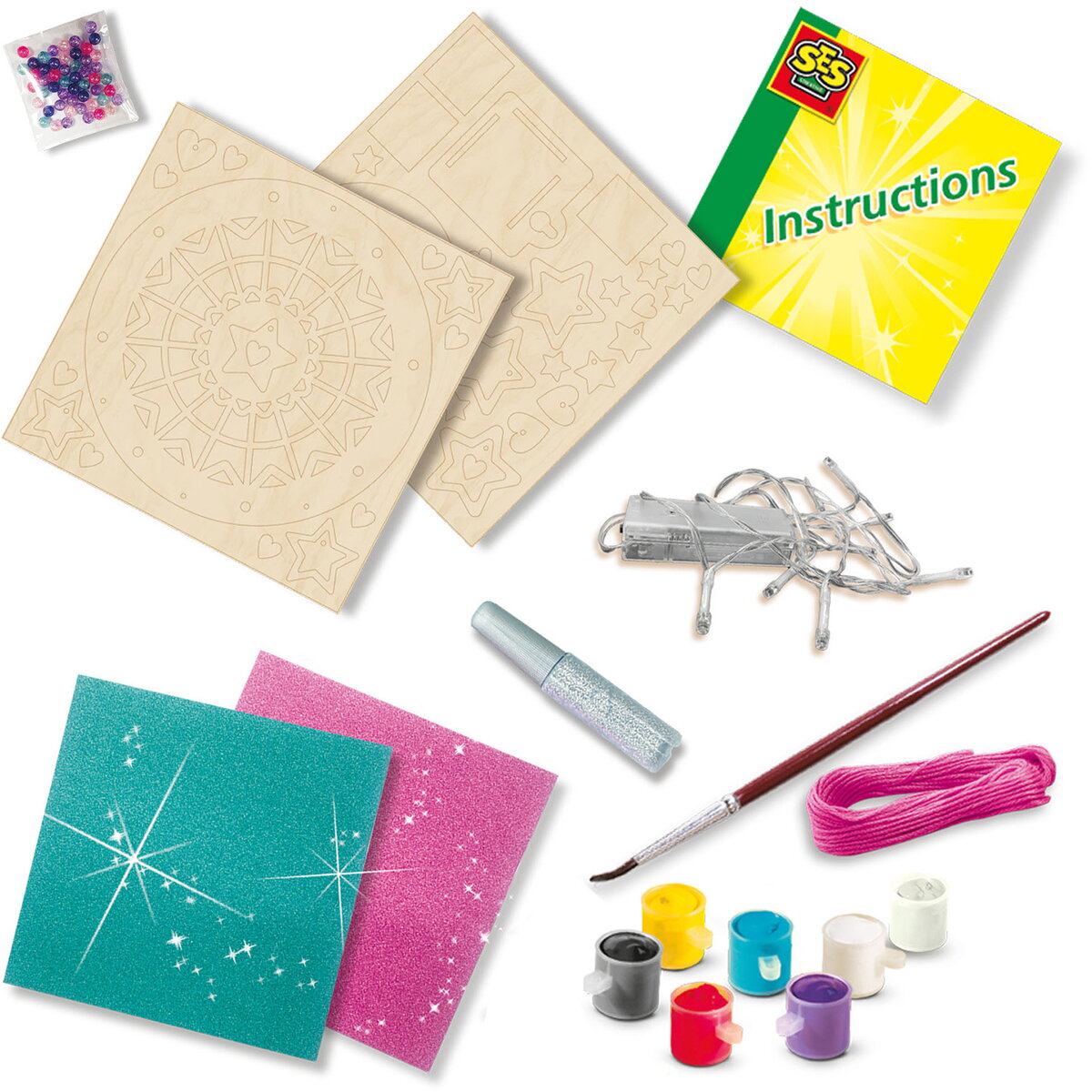 Jucarie Creativa copii - Capcana de vise cu ghirlanda luminoasa cu tematica galaxie