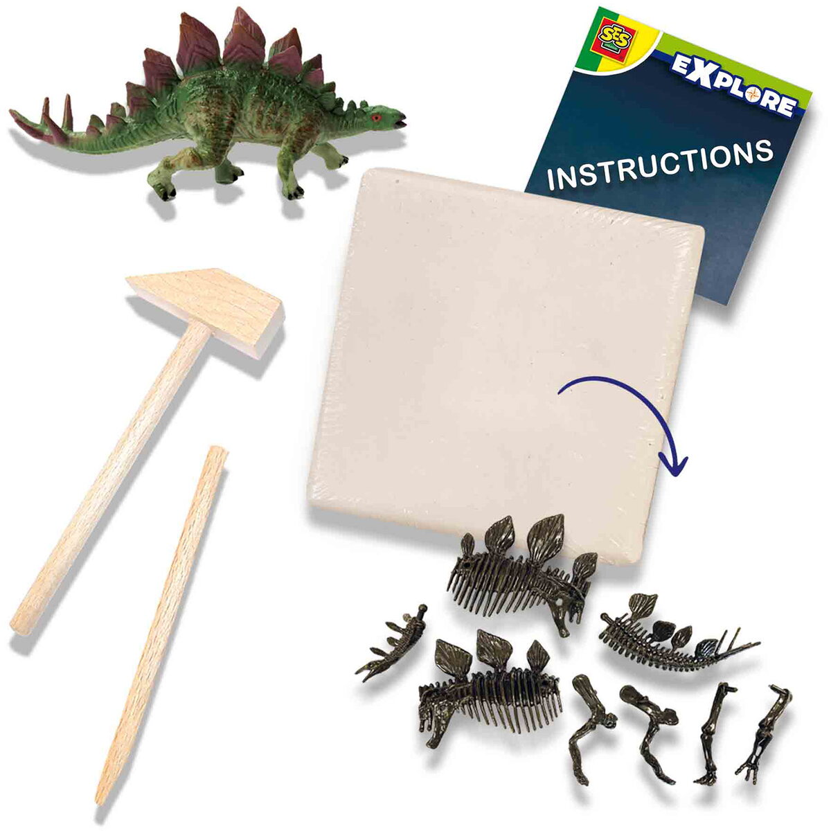 Jucarie Creativa Dino si excavarea scheletului 2 in 1 - Stegozaur