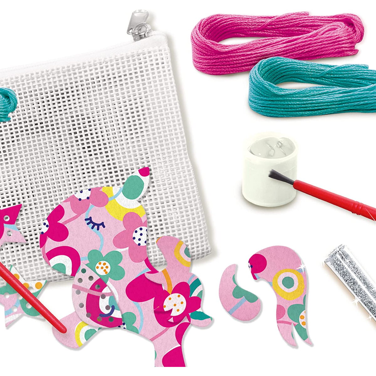 Jucarie Creativa DIY copii- Geanta brodata cu unicorn si accesorii