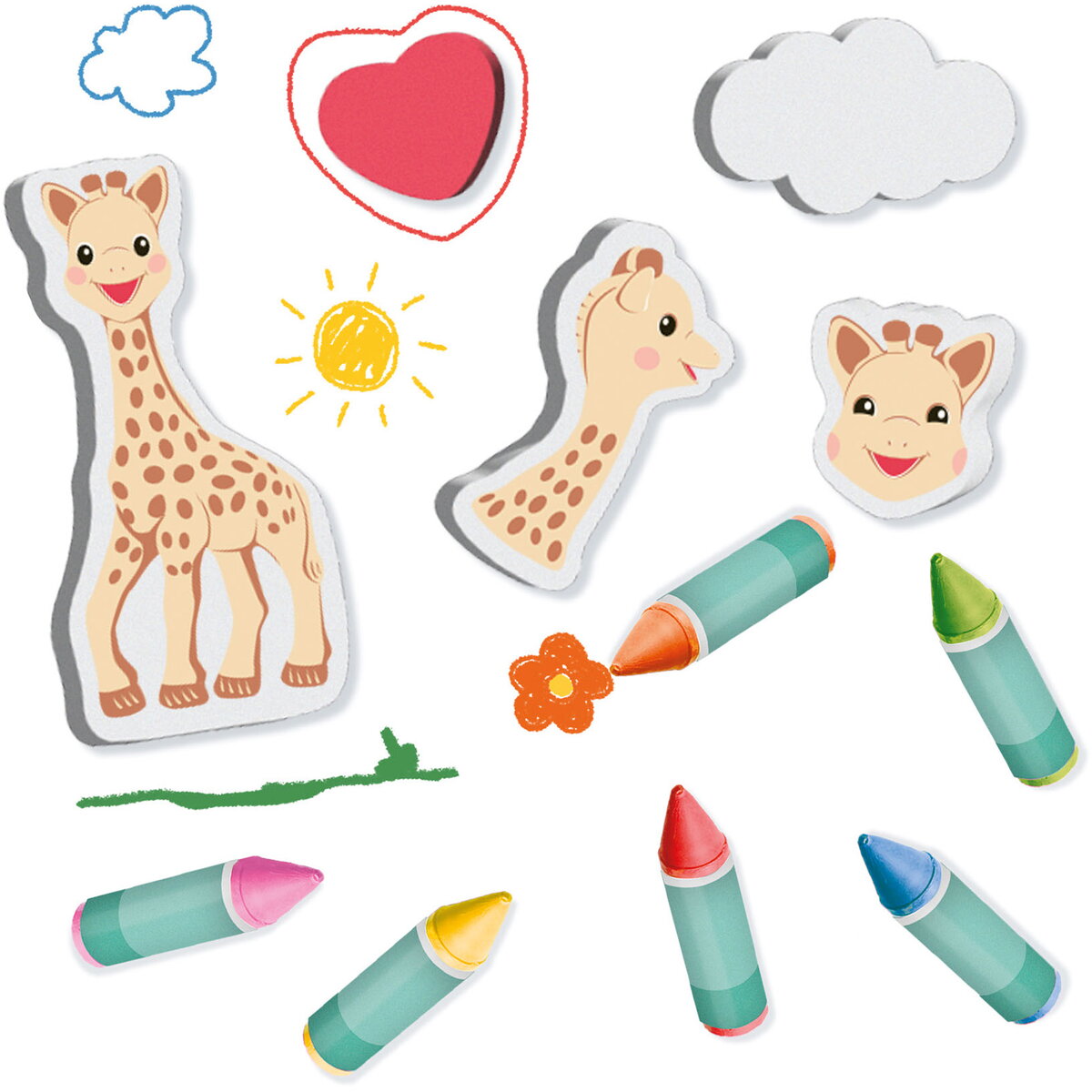 Jucarie Creativa Girafa Sophie - Creioane de baie cu forme