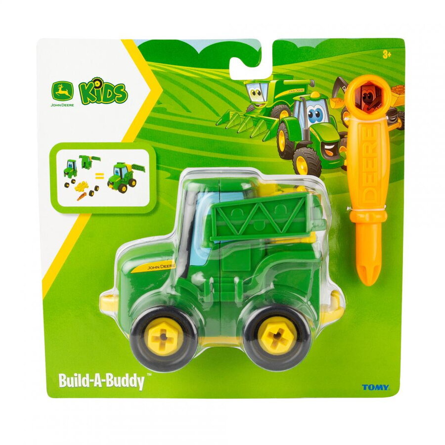 Jucarie de Asamblat John Deere Construiti Un Prieten Bonnie Tractorul cu Remorca Verde/Galben