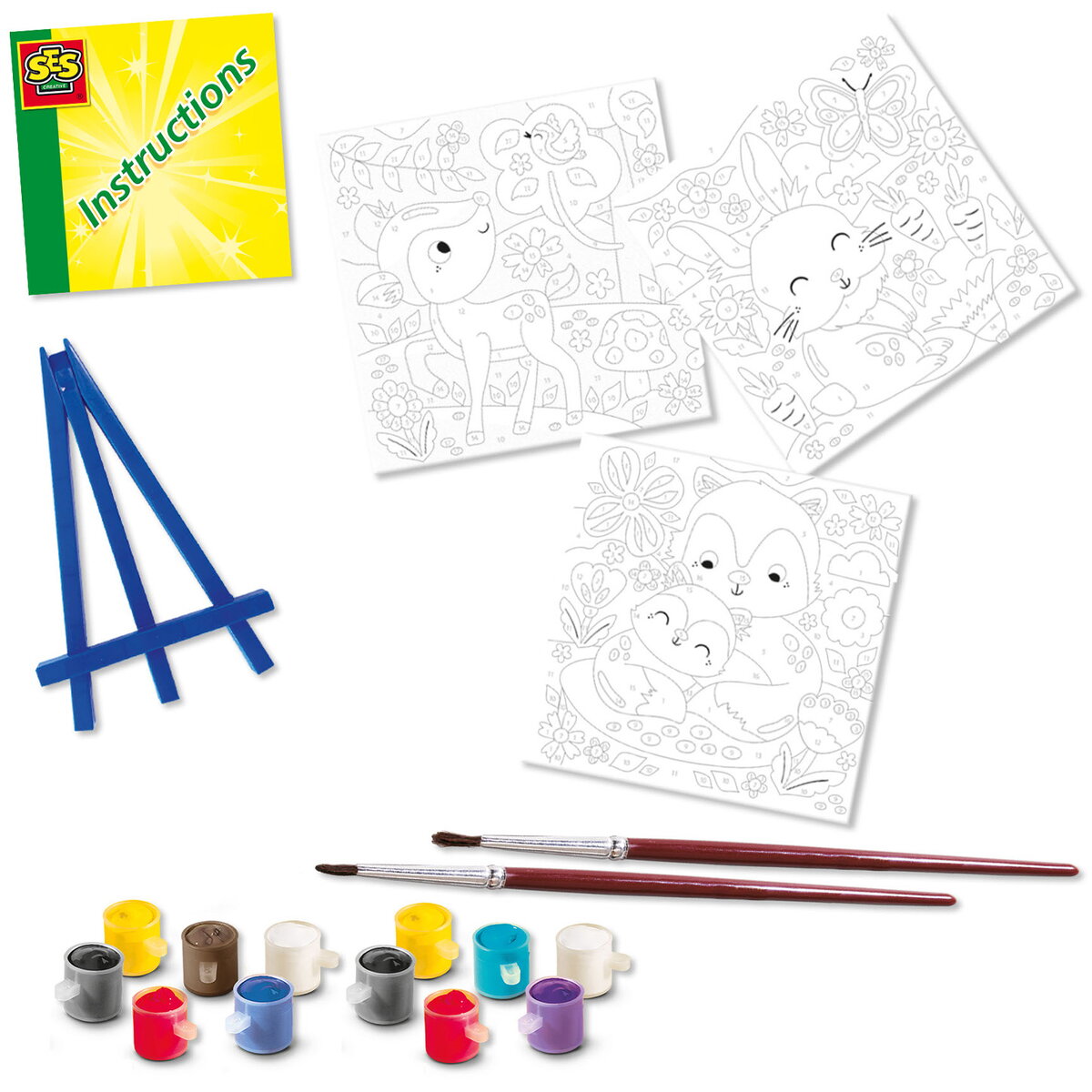 Jucarie Creativa Pictura pe numere Animale din padure (3 panze)