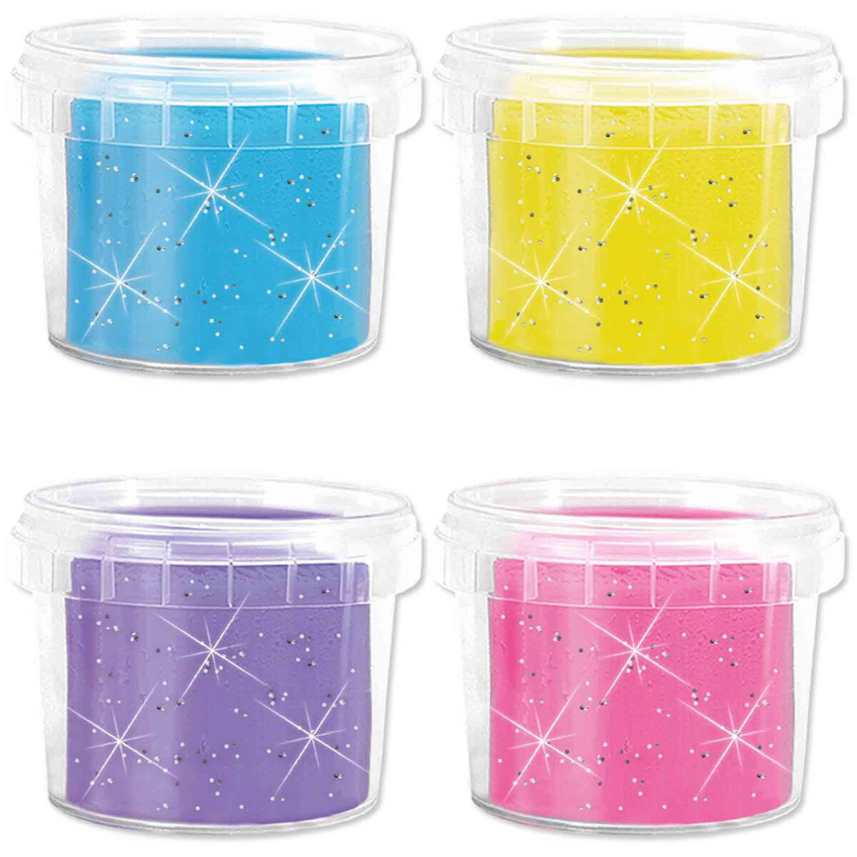 Jucarie Creativa Plastilina colorata vegana cu sclipici Feel Good 4 x 90gr