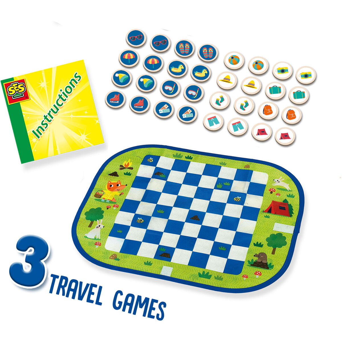 Jucarie Creativa Set de 3 jocuri copii - Dame, Memorie si Vacanta