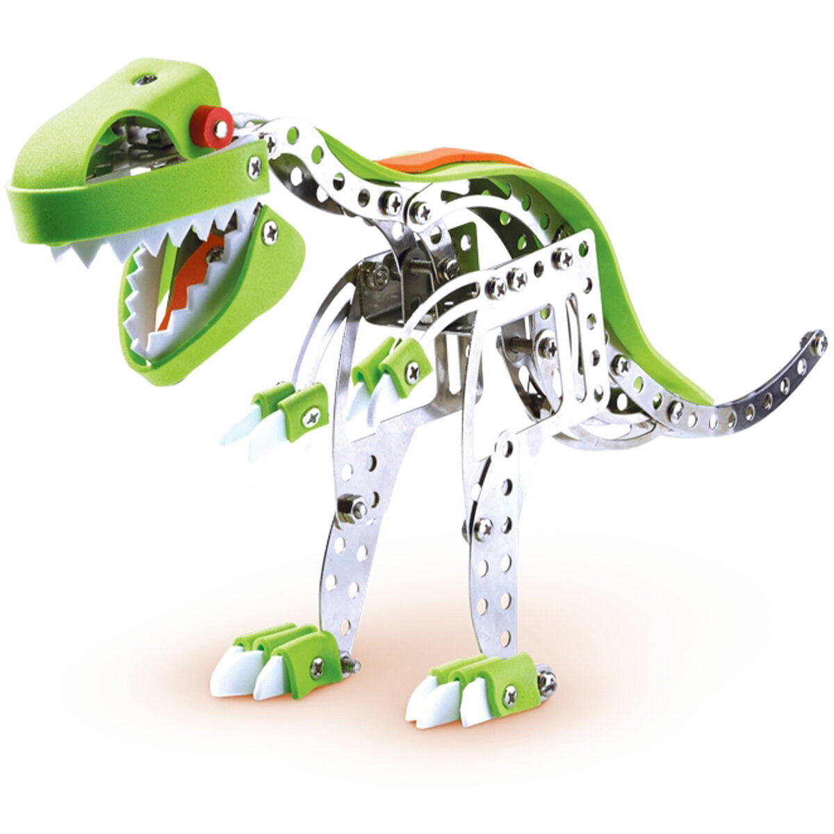 Jucarie Creativa Set de constructie copii - Dinozauri din metal T-rex si Stegosaurus