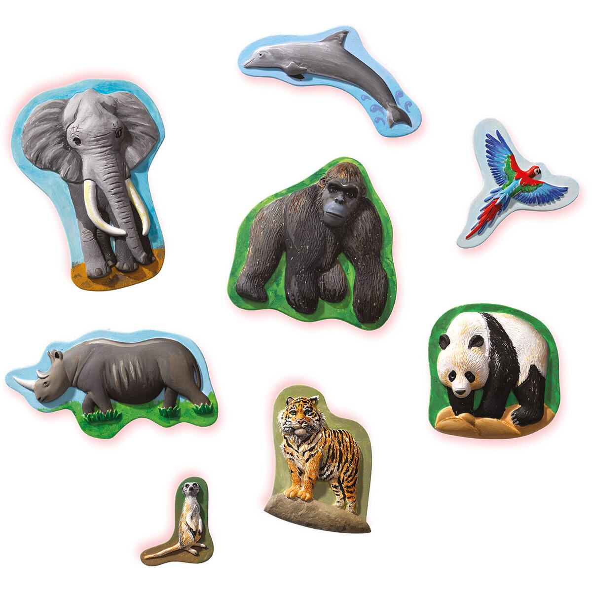 Jucarie Creativa Set pentru copii cu mulaj si pictura cu animale din jungla