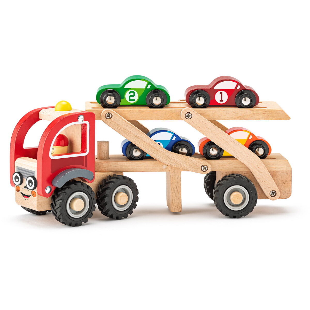 Jucarie Educationala Jucarie din lemn - Camion cu masini de curse