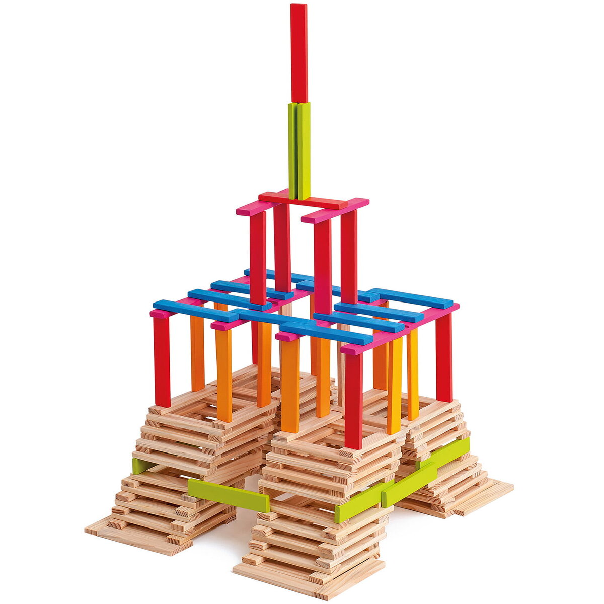 Jucarie Educationala Jucarie din lemn - Caramizi colorate Emma (200 piese)