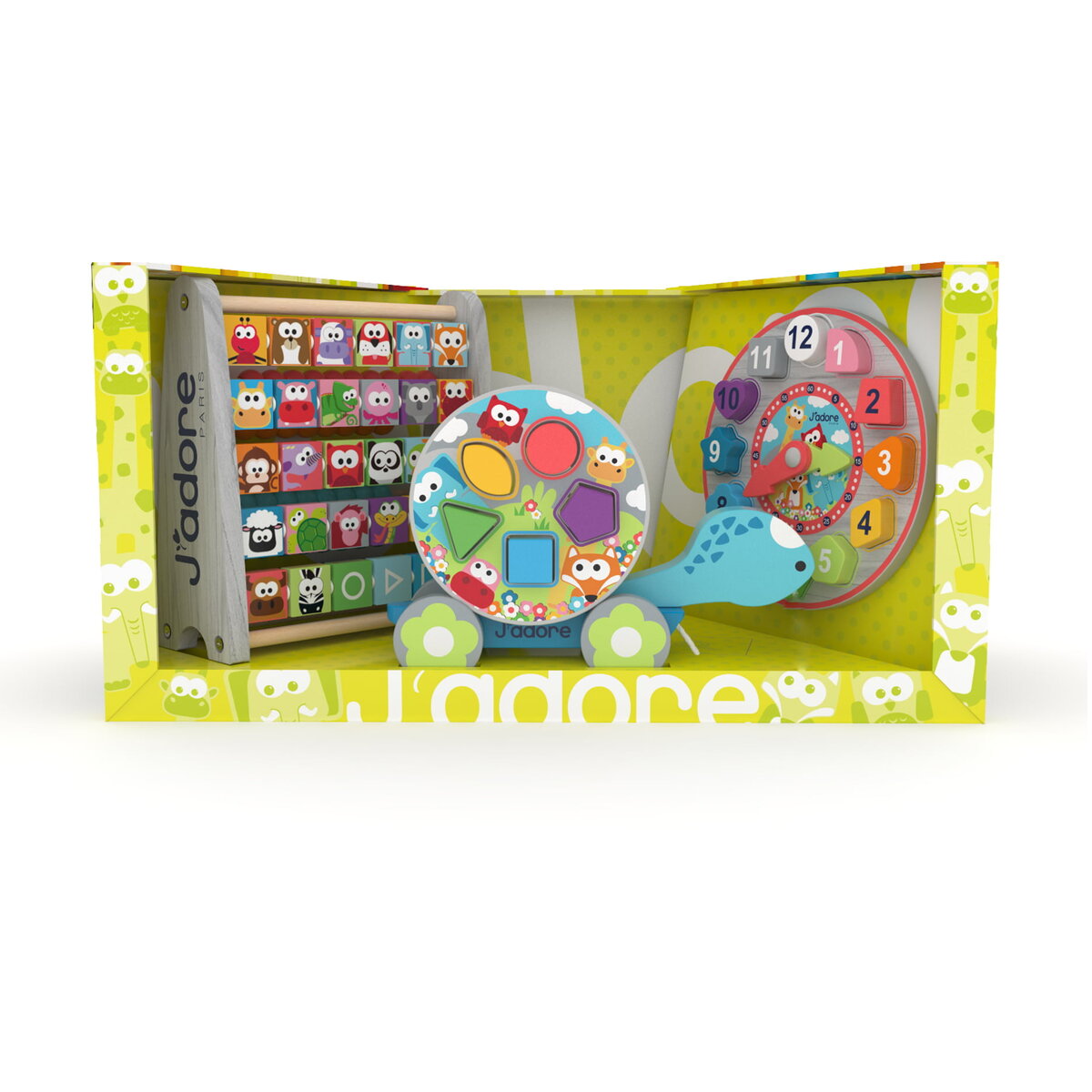 Jucarie Educationala Jucarie din lemn - Set 3 jucarii J'adore verde