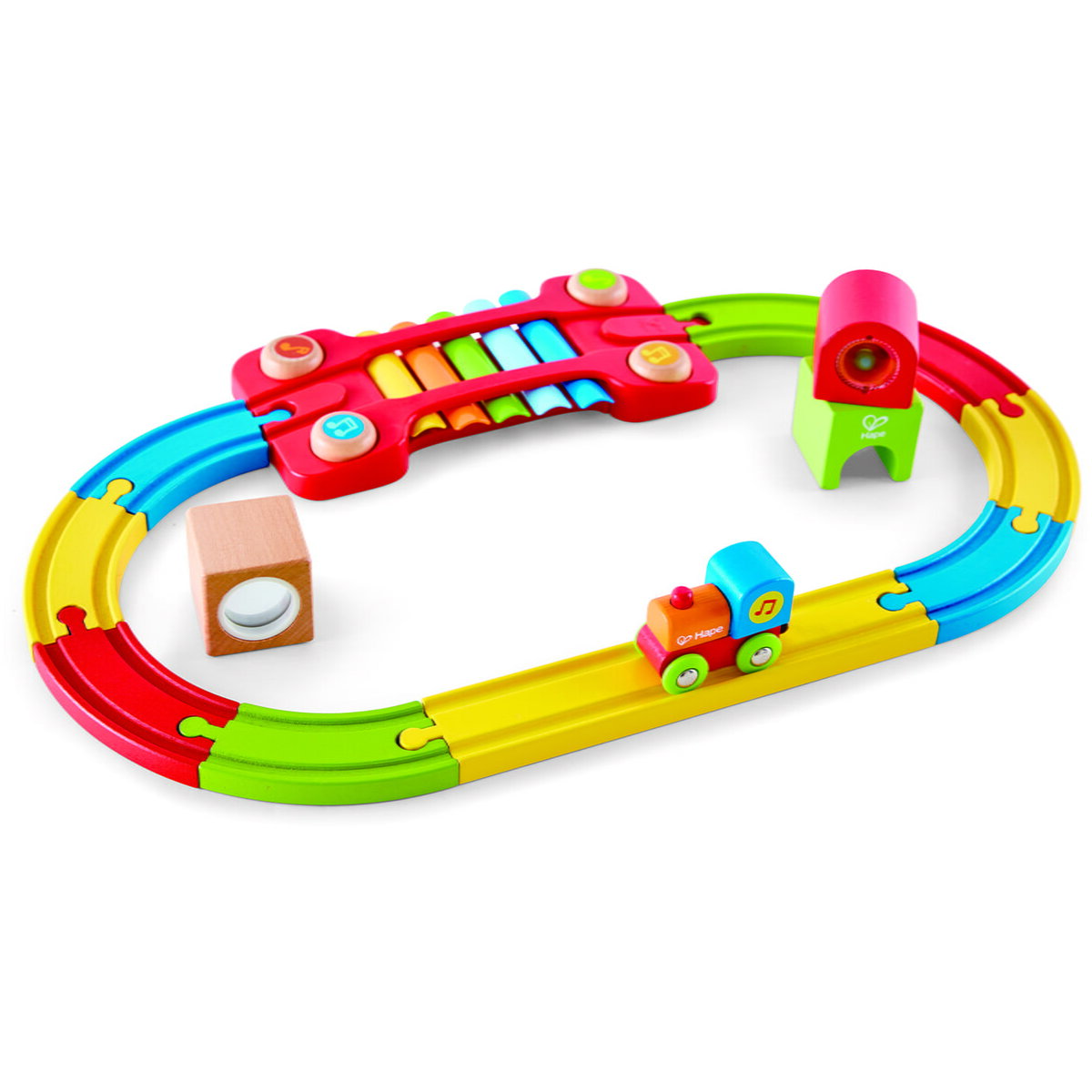 Jucarie Educationala Jucarie din lemn - Sina de tren senzoriala (14 piese)