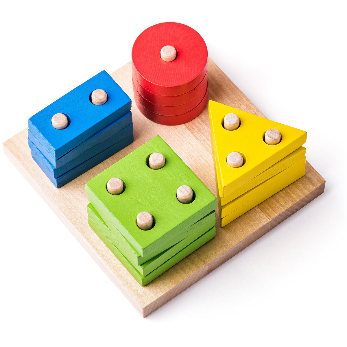 Jucarie Educationala Jucarie din lemn - Tabla de sortat si stivuit forme